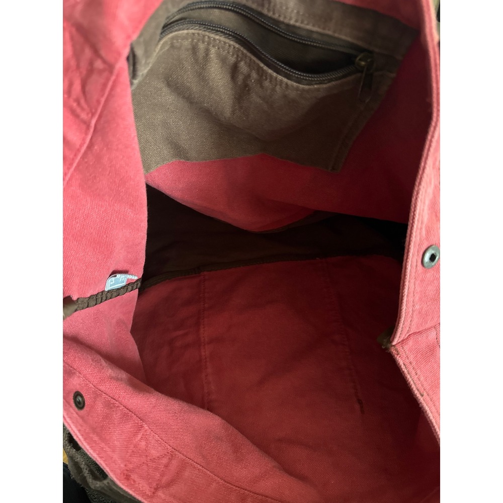 Life is Good Red Brown‎ 100 % Cotton Canvas Heart Graphic Tote Shoulder Bag - Picture 8 of 9